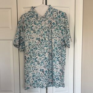 William Murray Golf Men's Polo - White and Teal Print